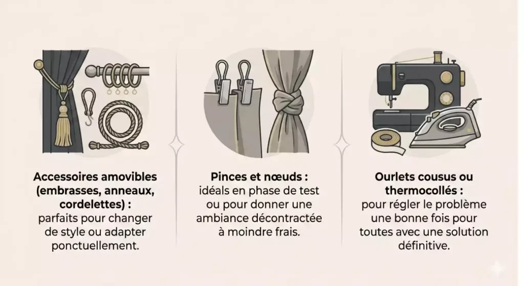 comment nouer rideaux trop long