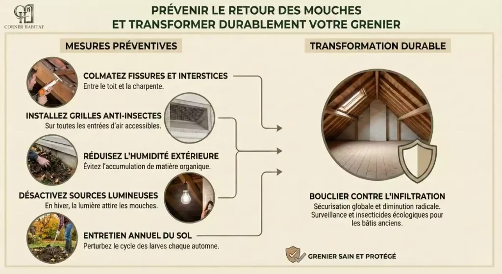 pourquoi mouches dans grenier