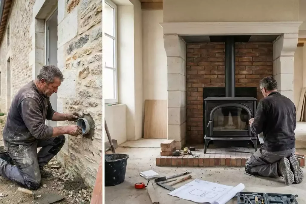 prise d air extérieure cheminée foyer fermé