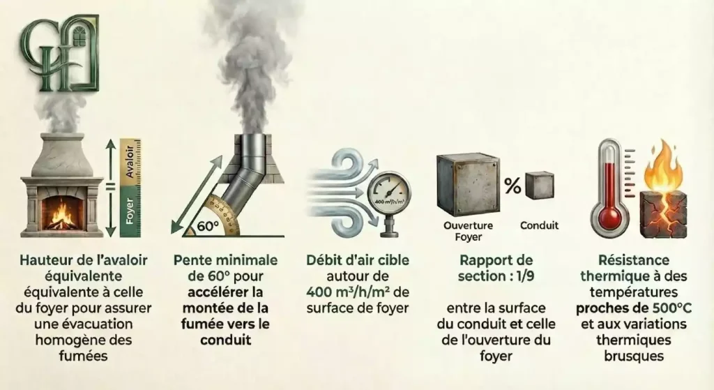 construire un avaloir de cheminee foyer ouvert