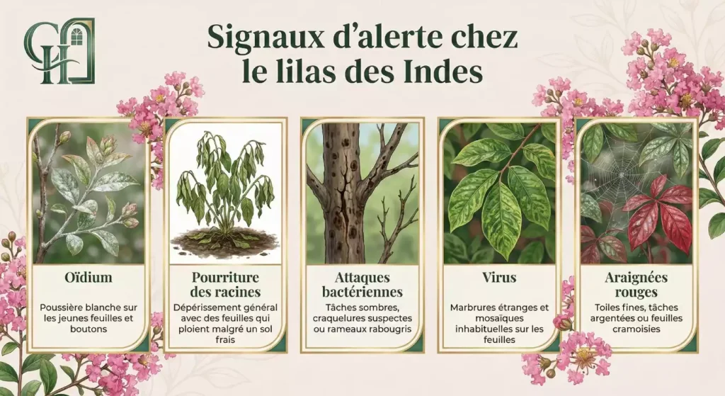 maladies lilas des indes