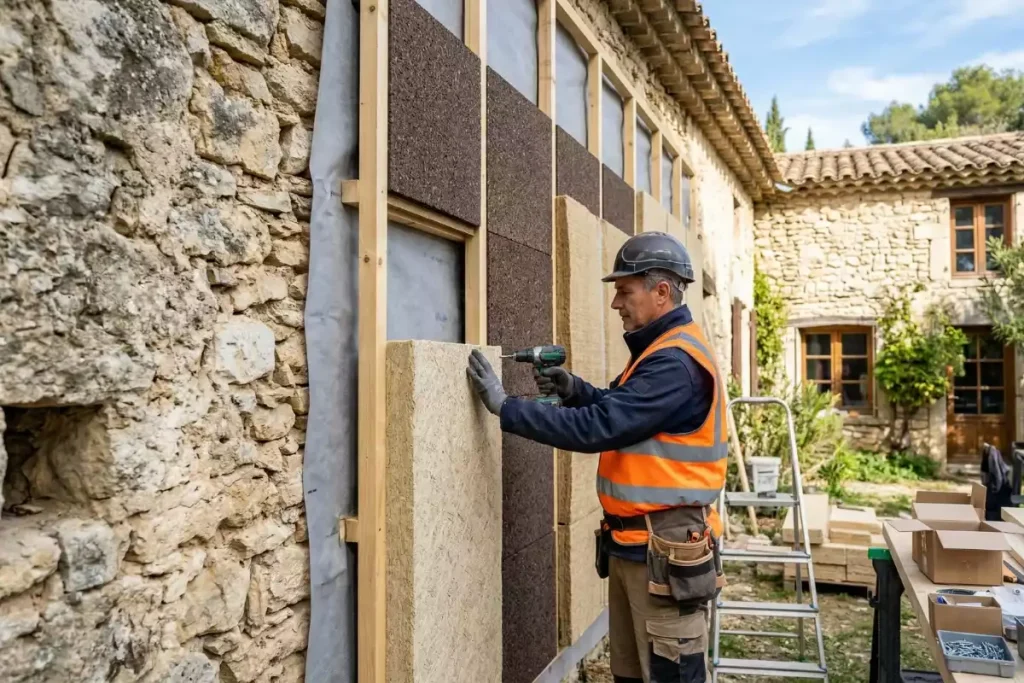 isolation par exterieur finition pierre