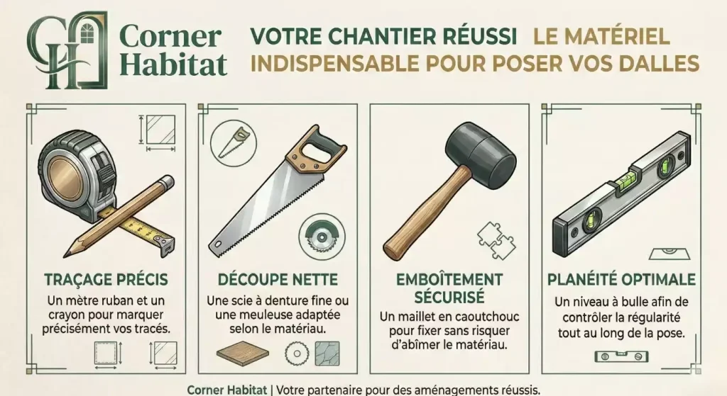 pose dalles clipsables pour terrasse extérieur
