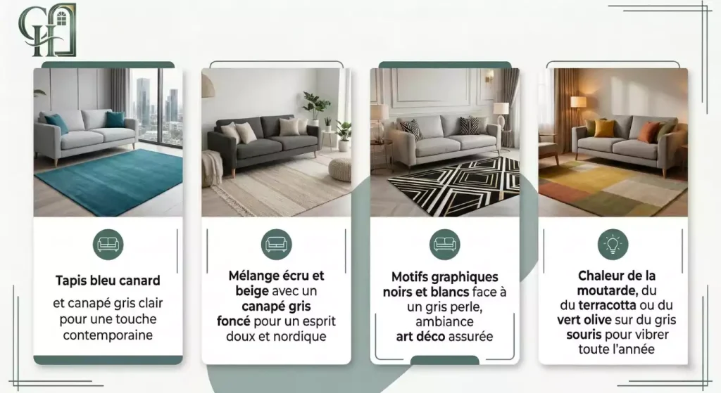 quelle couleur tapis pour canape gris