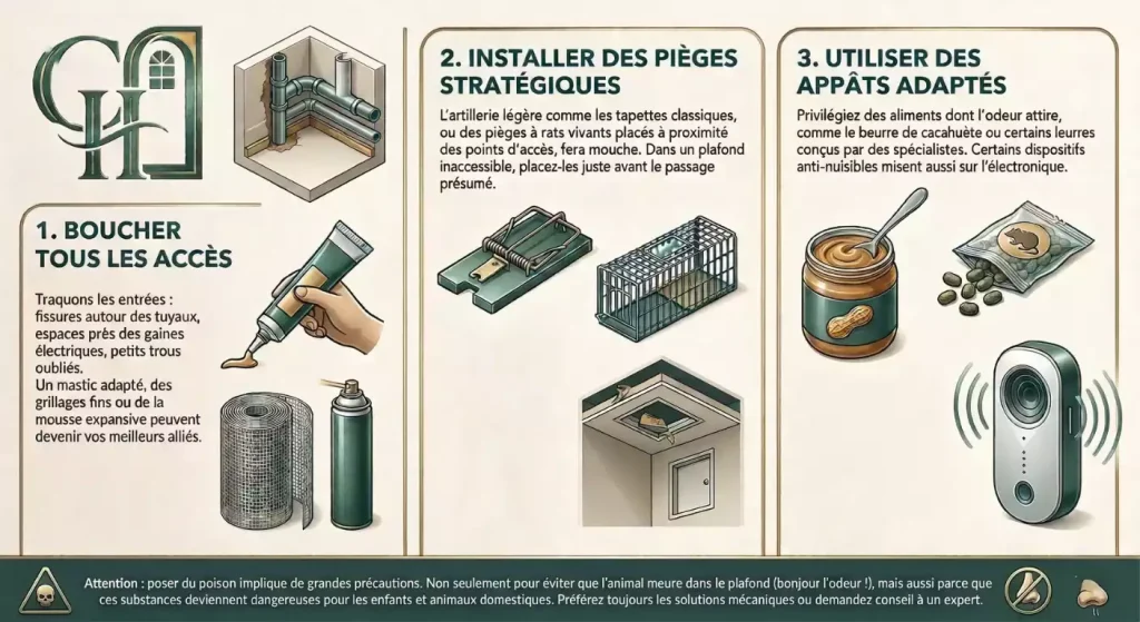 rat bloque dans faux plafond inaccessible