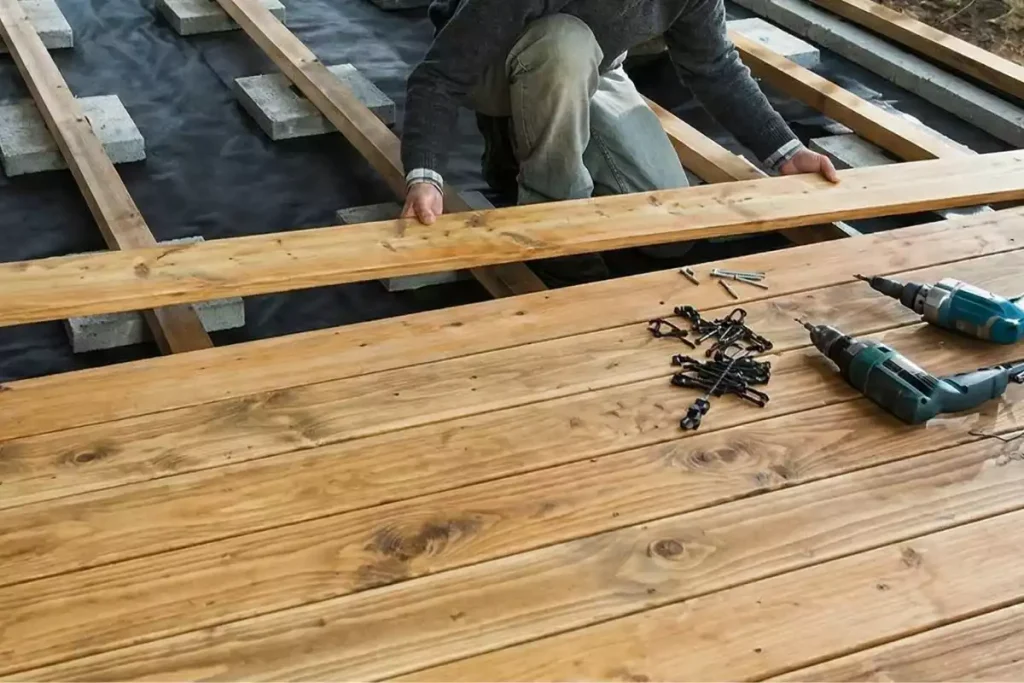 comment poser des dalles en bois sur une pelouse