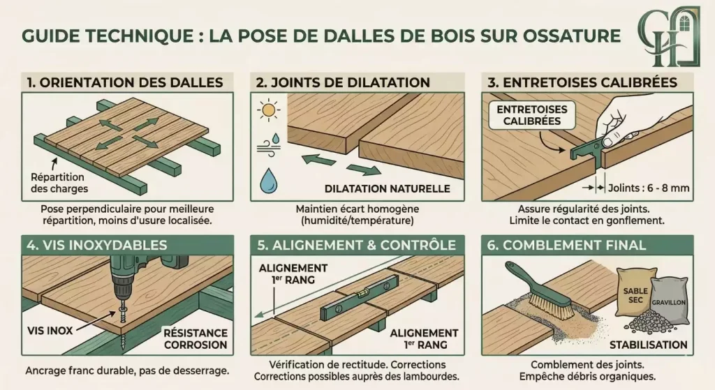 méthode dalles bois sur pelouse