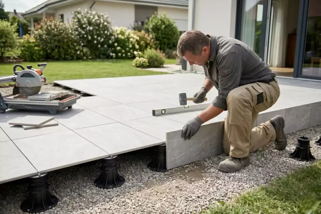 poser des dalles terrasse sur plots