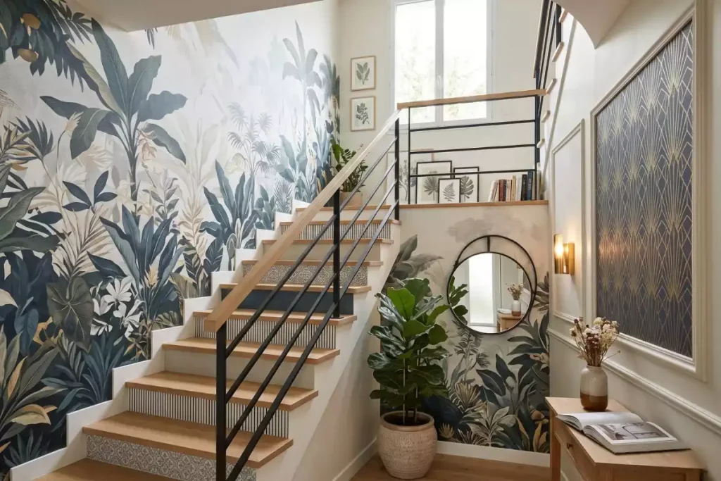amenagement cage escalier papier peint