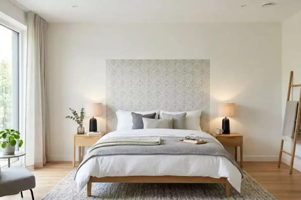 chambre parentale avec tete de lit papier peint