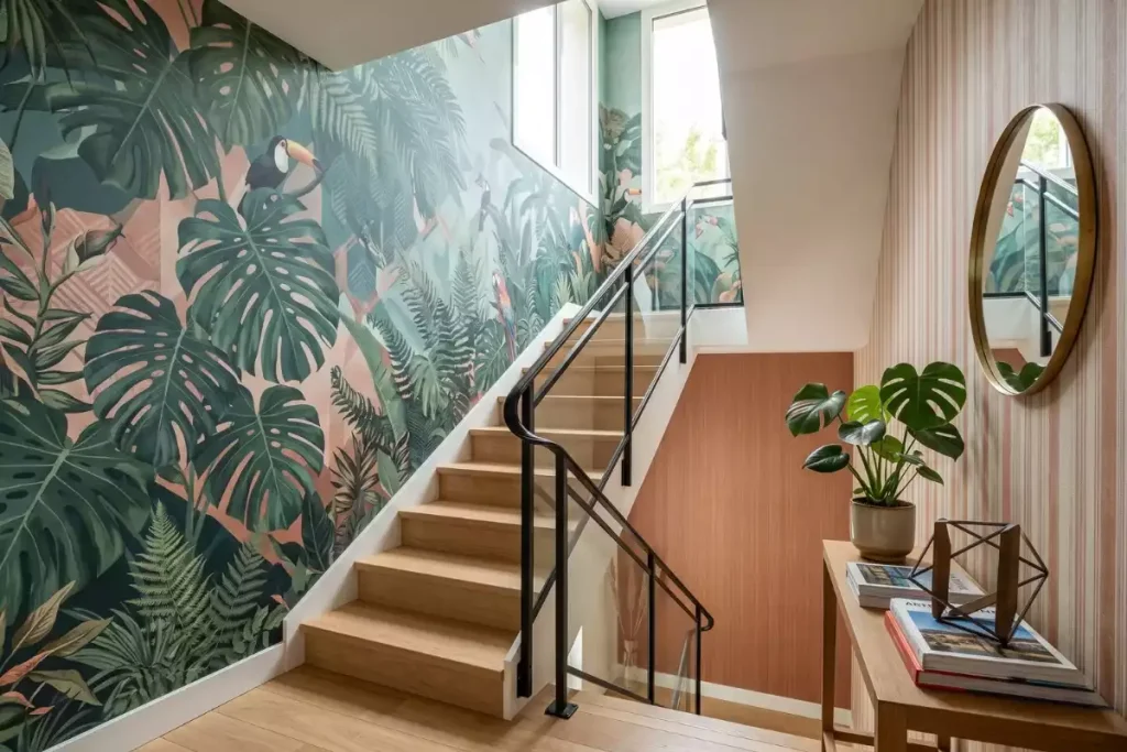 deco cage escalier papier peint