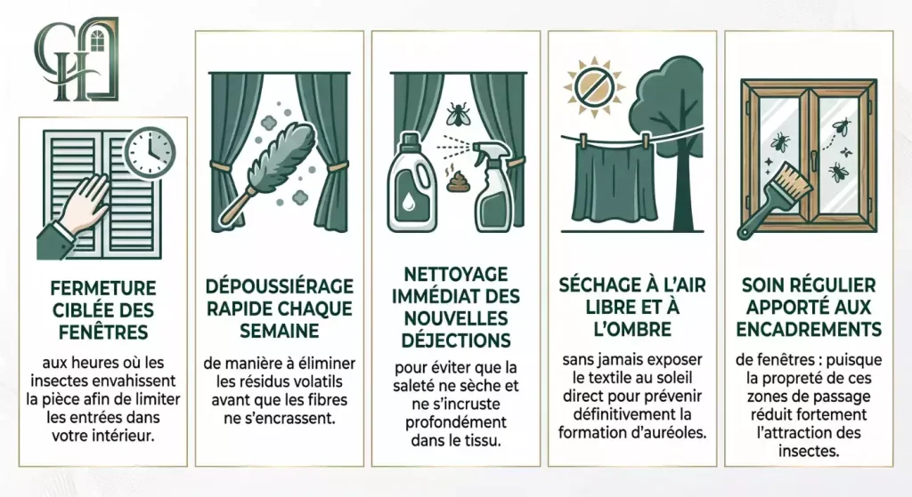 enlever crottes de mouches sur rideaux