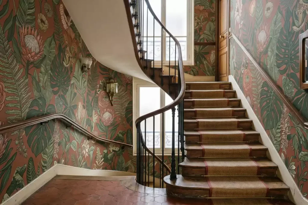 idee deco papier peint cage escalier