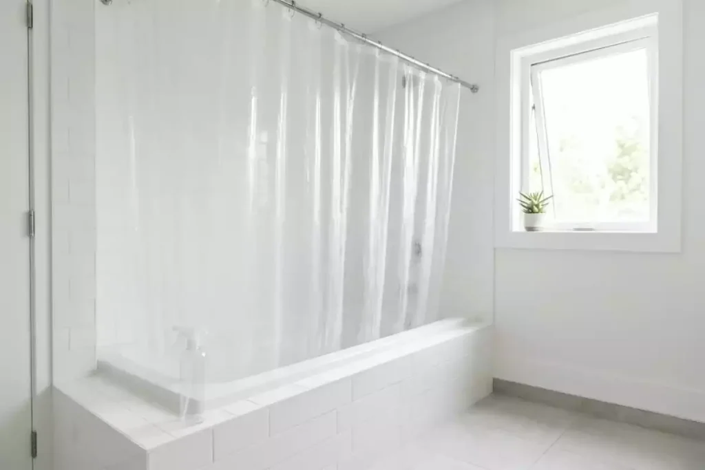 lavage rideau de douche en plastique