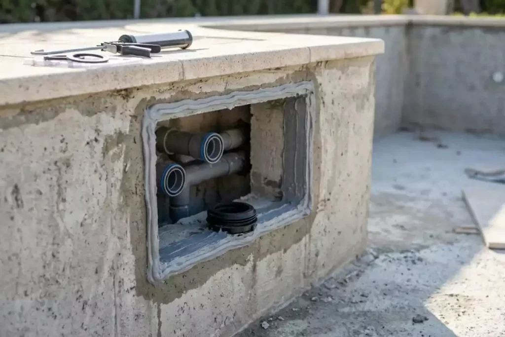 remplacement skimmer de piscine beton