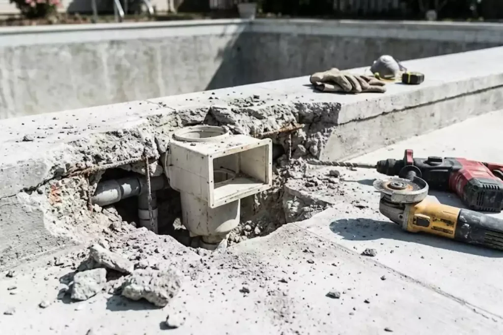 remplacer skimmer piscine beton