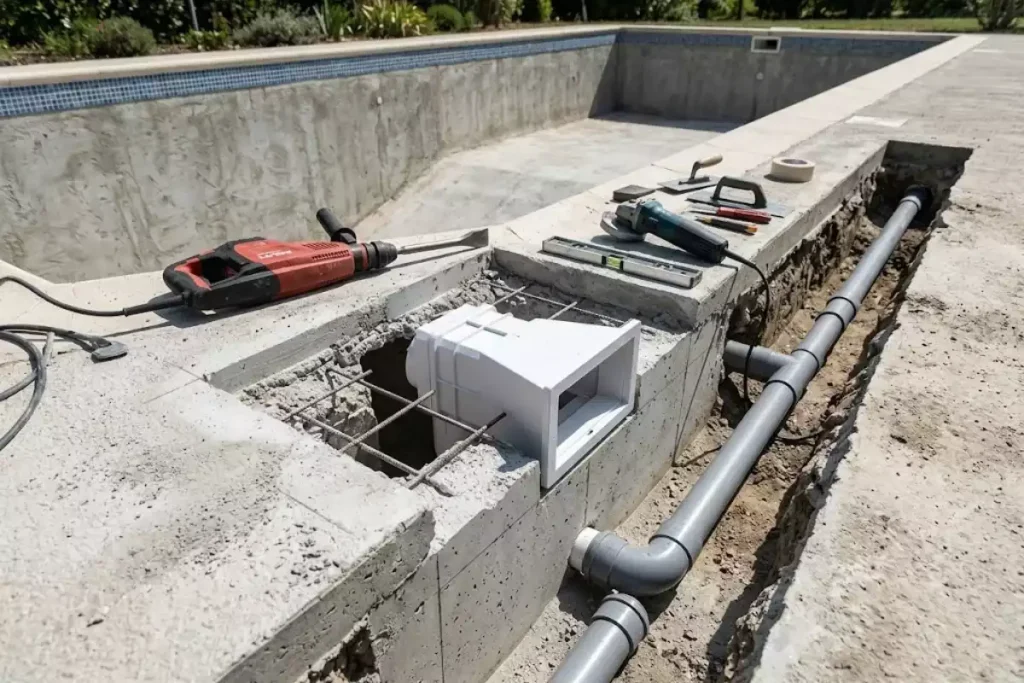 renovation skimmer piscine beton