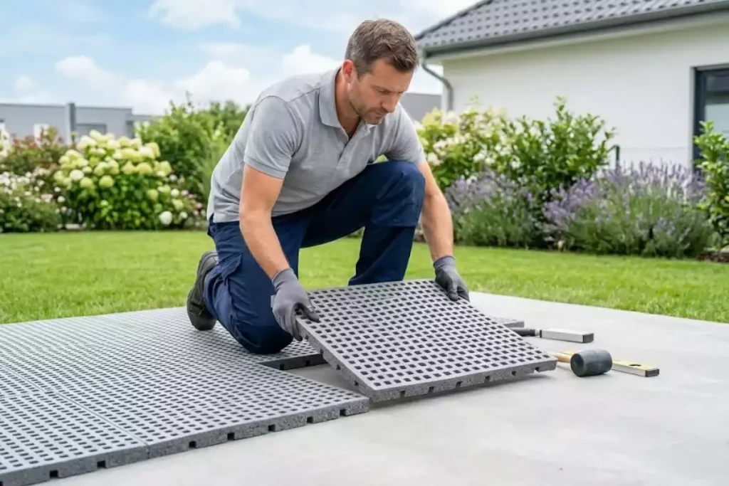 revetement sous piscine hors sol sur dalle beton