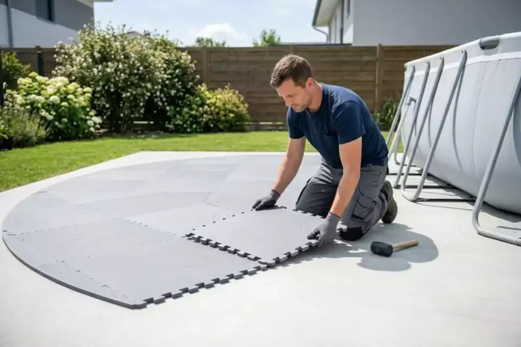 sous piscine hors sol sur dalle beton