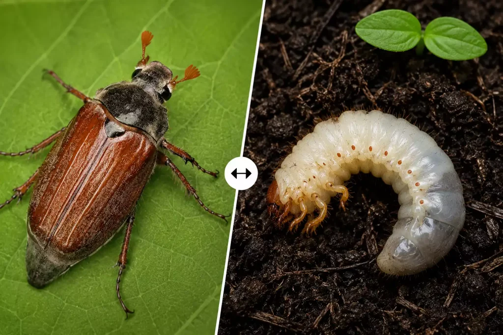 Identifier les larves blanches dans la terre du potager