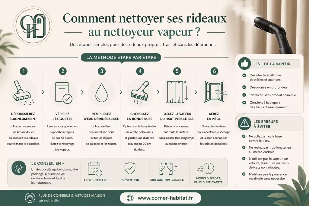 Nettoyage des rideaux au nettoyeur vapeur : notre mode d'emploi facile